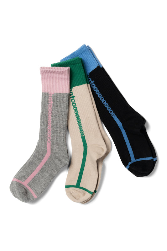 Multi color line logo socks